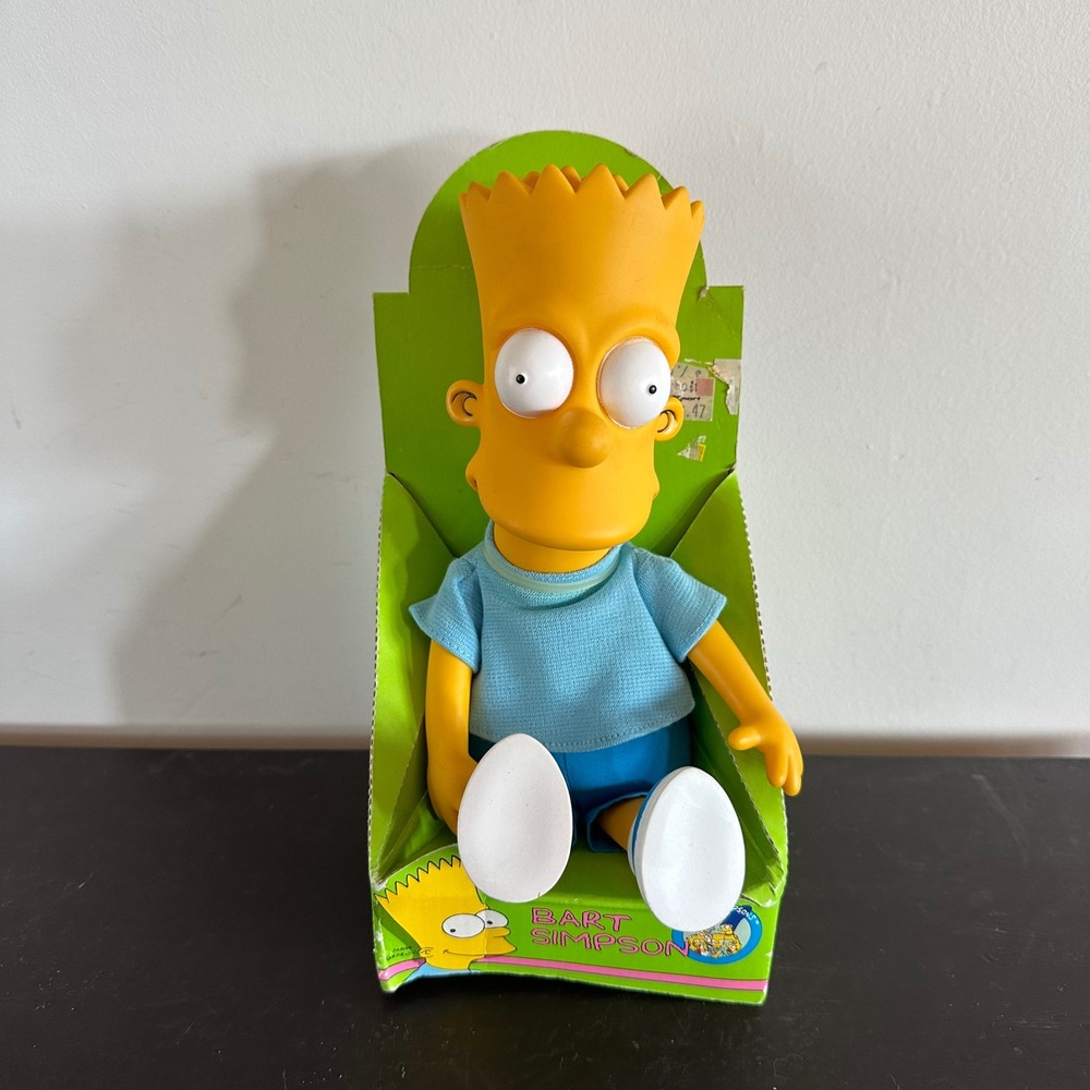 Vintage New Bart Simpson Vinyl Figure 10 inch 1990s Collectible with Display Box